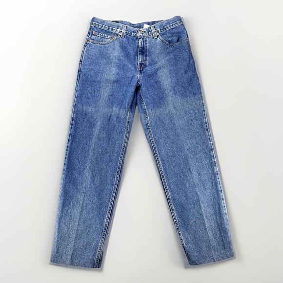 Vintage Levis 550 Jeans Men 33x31 (36"x30") Blue Denim Faded Cross Distressing - Picture 1 of 11